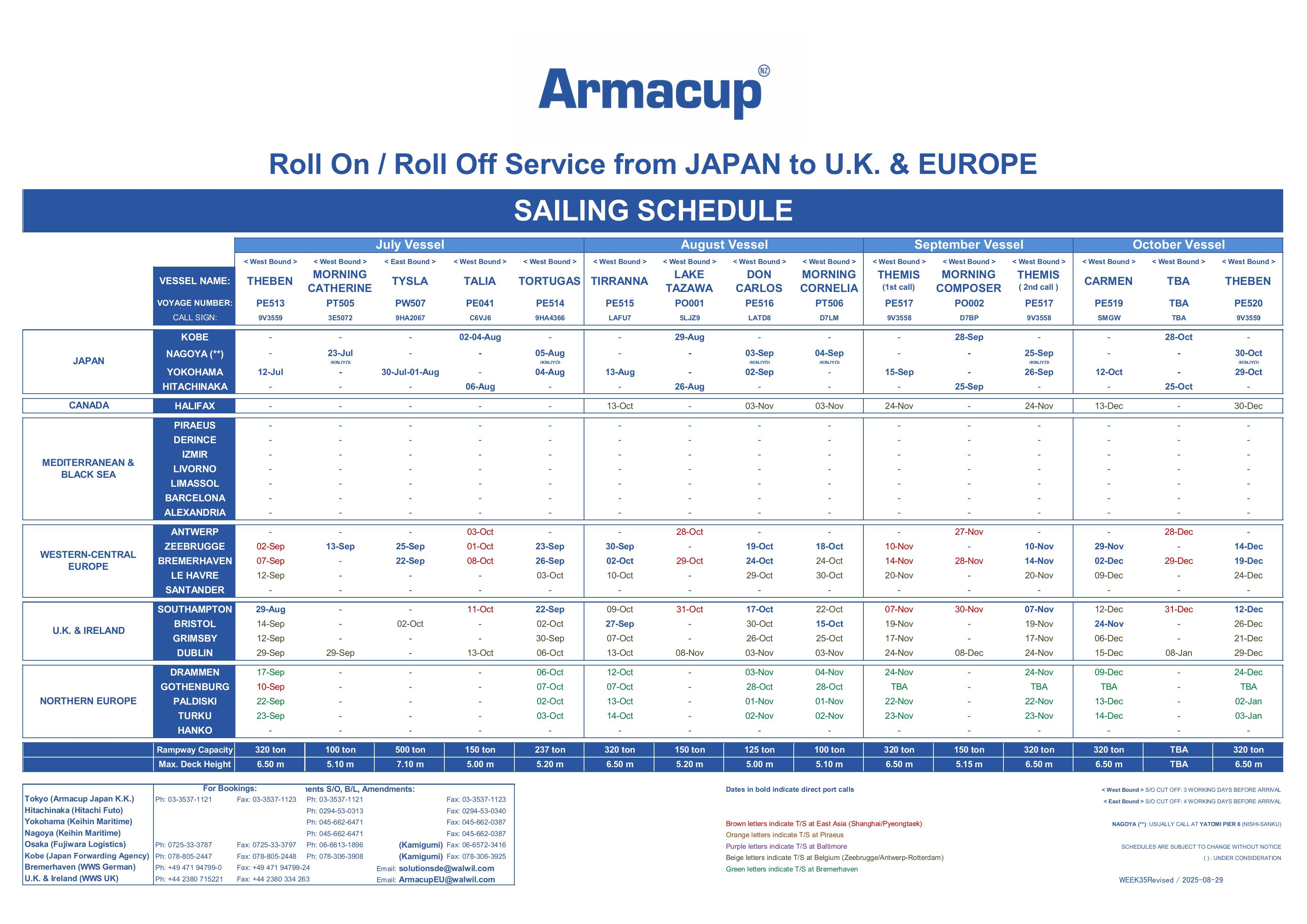 SailingScheduleEurope2025.08.29